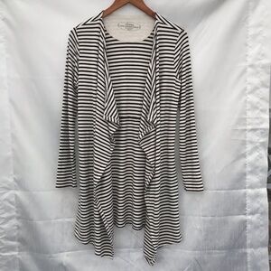 SOMA / Luxuriously Soft Live Lounge Wear Black & White Striped Cardigan Size M